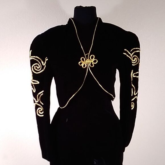 Vintage Karen Lucas For Niki ILGWU Made In USA Velvet Women Dress Size 12 - Picture 5 of 14